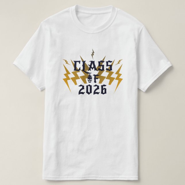 Camiseta Class Of 2026 Graduate Cool Lightning Rocker White (Diseño del anverso)