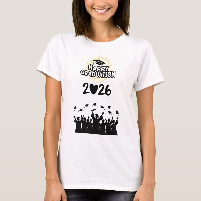 Camiseta Class of 2026 Happy Graduation - Minimalist  (Anverso)
