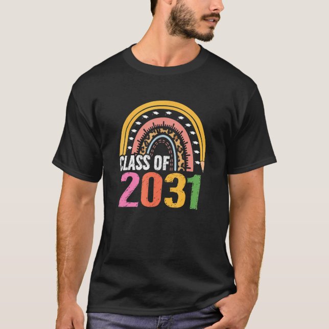 Camiseta Class Of 2031 Rainbow First Last Day Graduation Gr (Anverso)