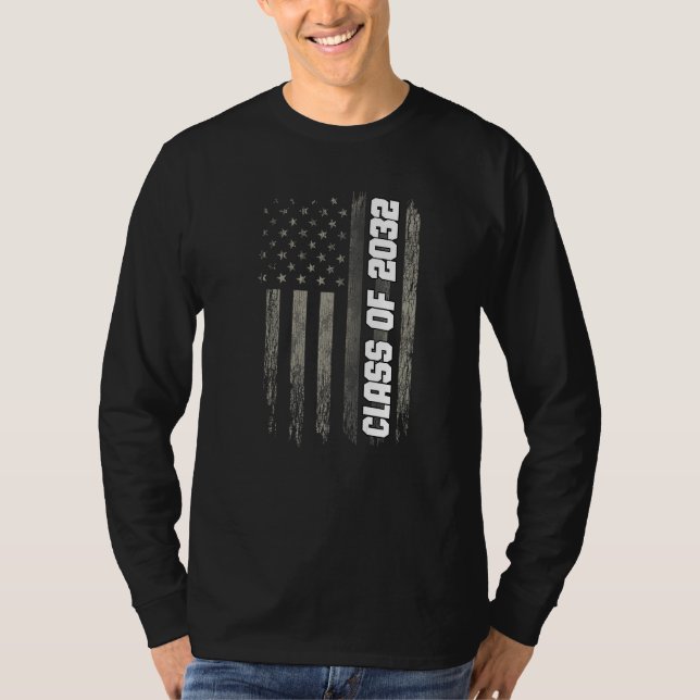 Camiseta Class of 2032 Senior 2032 Graduation American Flag (Anverso)