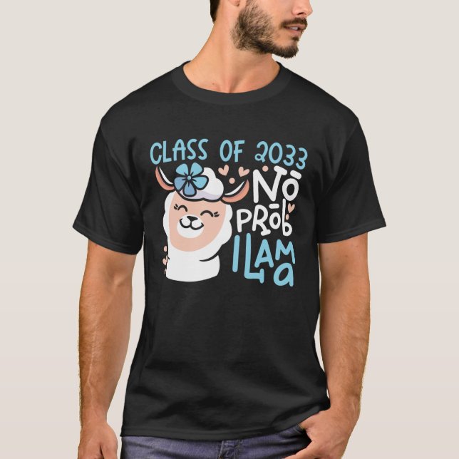 Camiseta Class of 2033 No Prob Llama Grow With Me Pre K Gra (Anverso)