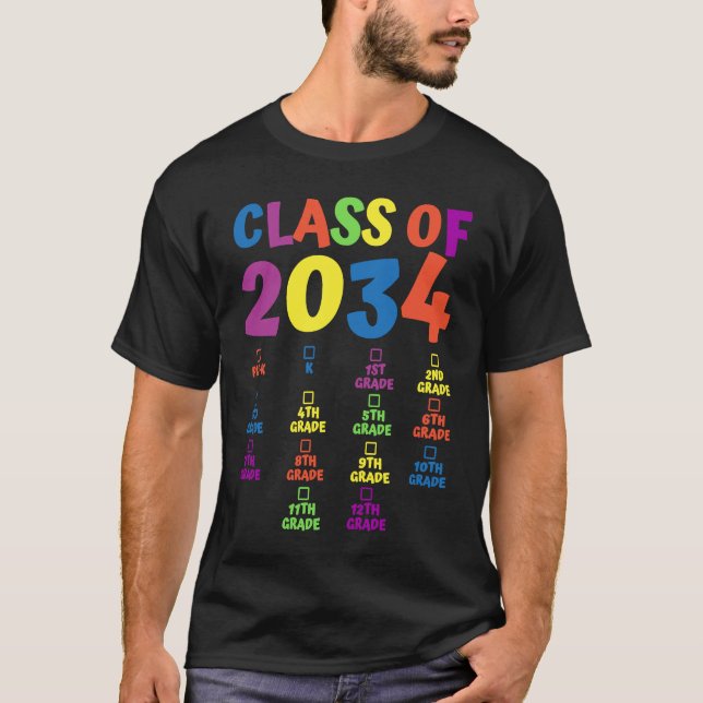 Camiseta Class Of 2034 Grade Pre K Grow With Me Handprint P (Anverso)