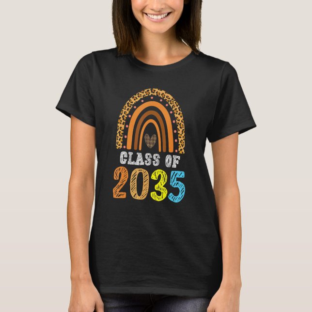 Camiseta Class Of 2035 Rainbow Leopard Pre k Grow with Me G (Anverso)