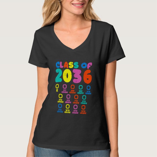 Camiseta Class Of 2036 Grade Pre K Grow With Me Handprint P (Anverso)