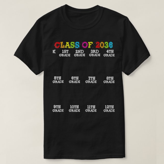 Camiseta Class Of 2036 Senior 2036 Grow With Me Checklist G (Diseño del anverso)