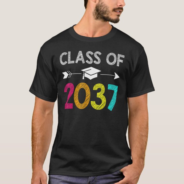 Camiseta Class Of 2037 Grow With Me Kindergarten Graduation (Anverso)