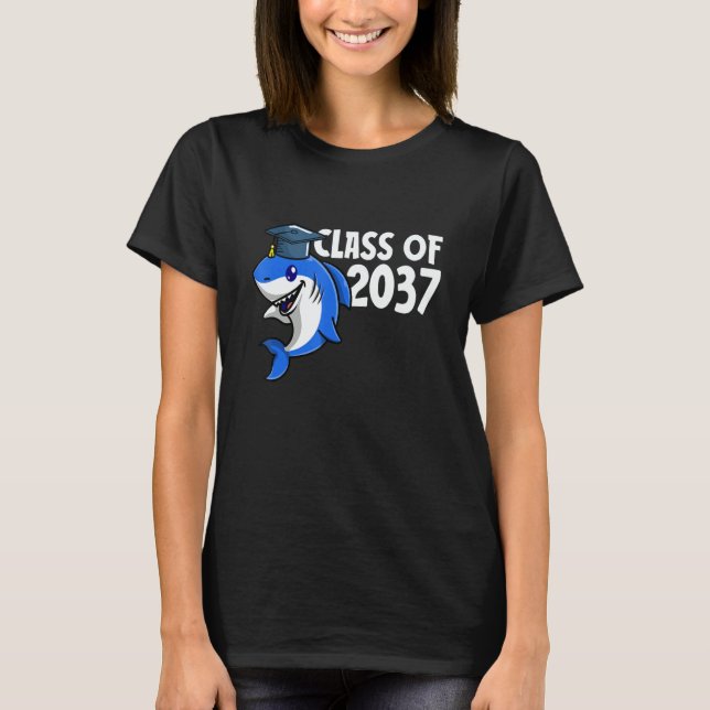 Camiseta Class Of 2037 Shark Graduate Pre K Kindergarten Pr (Anverso)
