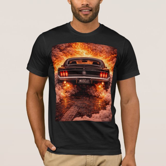 Camiseta Classic 60s Fastback Muscle Car Burnout (Anverso)