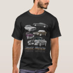Camiseta Classic American Muscle Cars Novelty<br><div class="desc">This classic American muscle graphic tee shirt with reflection and 5 hot rods ready to roar! An awesome, cool addition to any car guys closet! In the garage rebuilding an engine, you love the sound of all that power under the hood. Great novelty gift for a friend or family. Christmas...</div>
