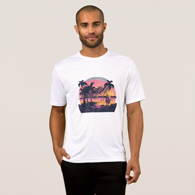 Camiseta Classic beach and boat pink (Anverso completo)