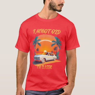 Camiseta Classic Car Paradise Sunset Palmrees and Vintag fr