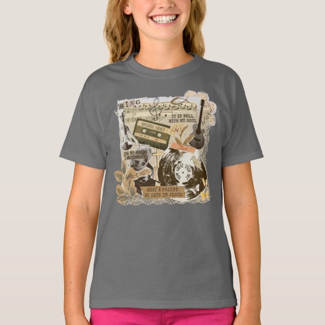 Camiseta Classic Christian Hymns Songs Music Collage (Anverso)