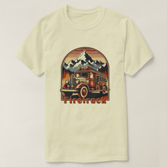 Camiseta Classic Fire Truck & Mountain (Diseño del anverso)
