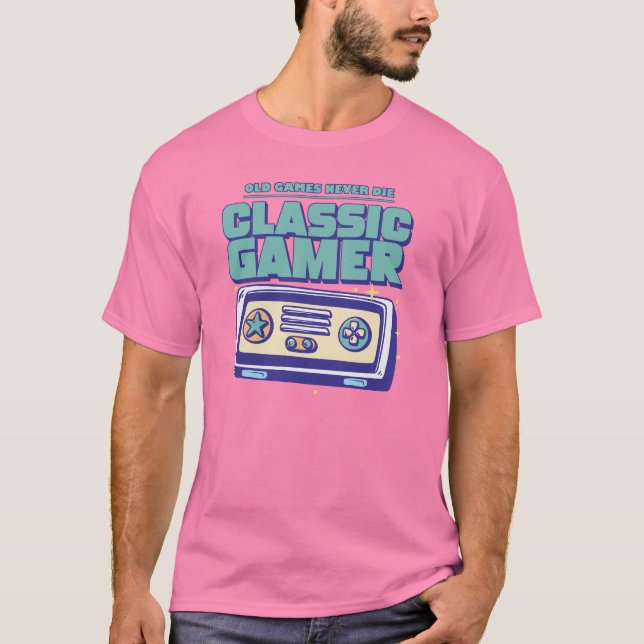 Camiseta Classic Gamer - Old games never die (Anverso)