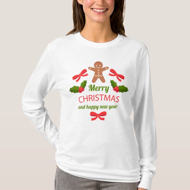 Camiseta Classic Gingerbread Christmas Long Sleeve USA (Anverso)