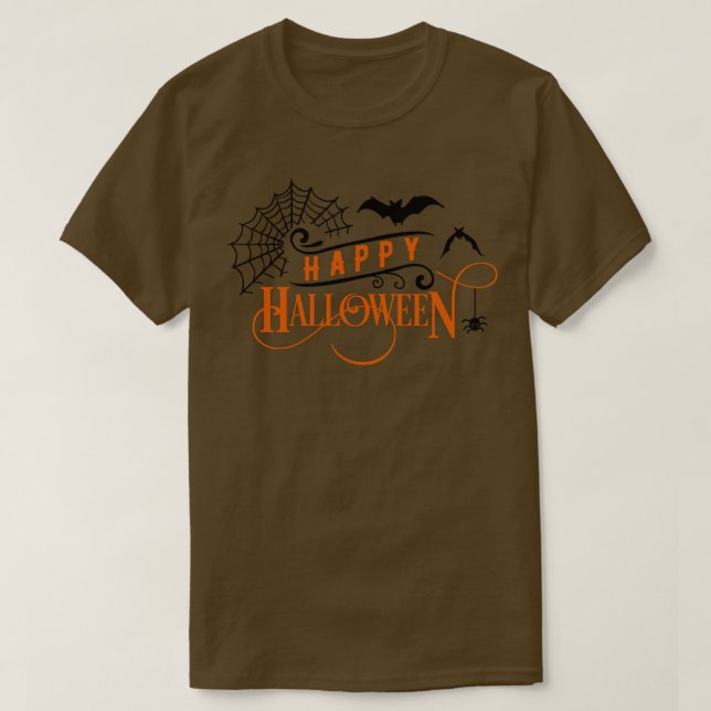 Camiseta Classic Happy Halloween bats Spider Webder (Diseño del anverso)