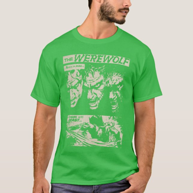 Camiseta Classic Horror Movie Monster Horror Comic Werewolf (Anverso)