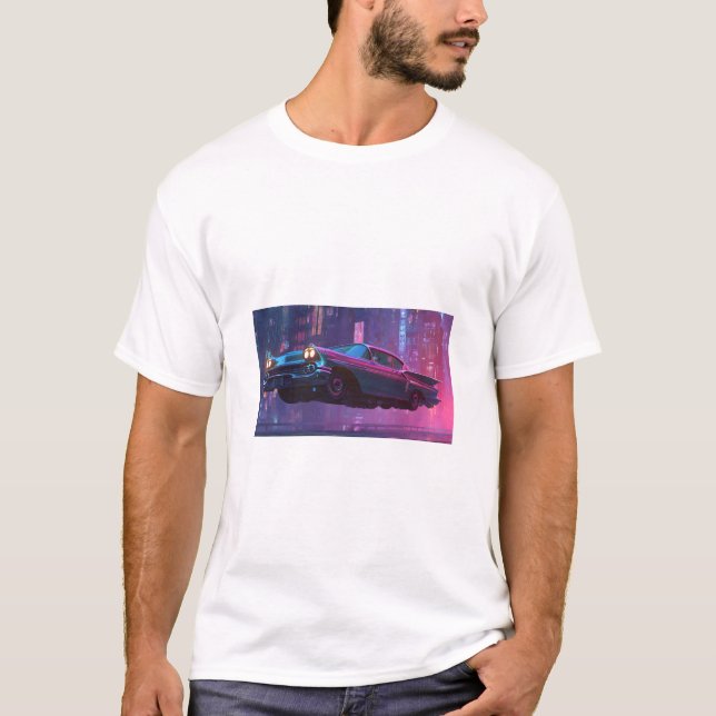 Camiseta Classic Neon Noir Car in a Futuristic Night (Anverso)