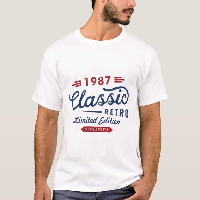 Camiseta Classic Retro 1987 edición limitada regalo de cump (Anverso)