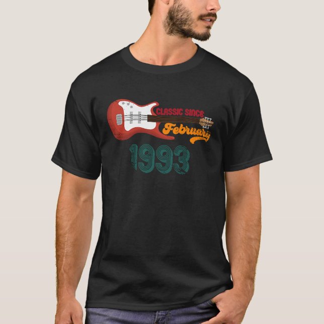 Camiseta Classic Since February 1993 30th Birthday Guitar (Anverso)