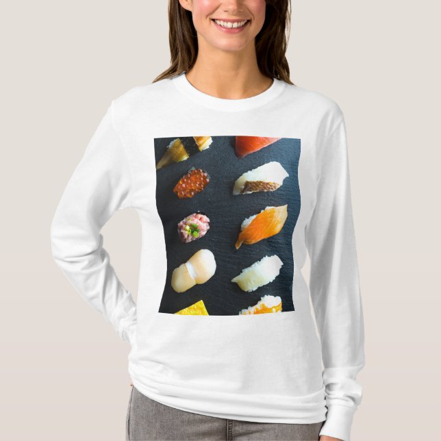 Camiseta Classic Sushi Set – 10 classic pieces on a stone p (Anverso)