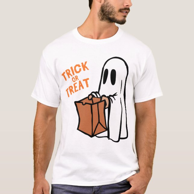Camiseta Classic Trick or Treat Ghost Cartoon Graphic (Anverso)