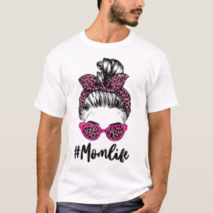 Camiseta Classy Mom Life Pink Leopardo Pattern Shades & Gua