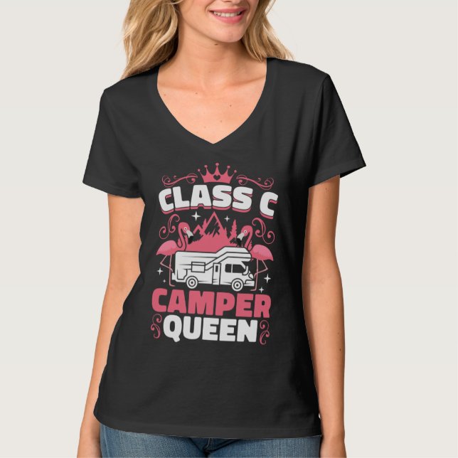 Camiseta Classy RV Class C Camper Queen Campside Camping Wo (Anverso)