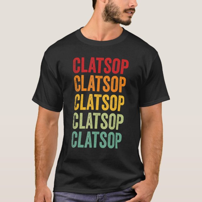 Camiseta Clatsop County Oregon Rainbow Text Design (Anverso)