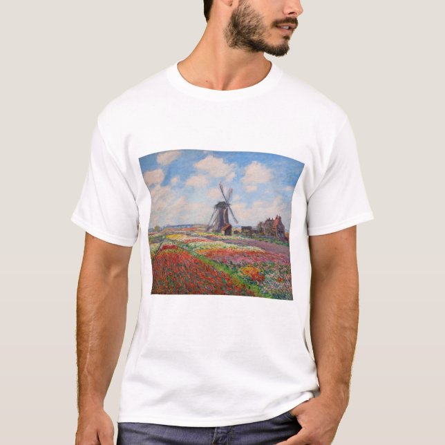 Camiseta Claude Monet - Campo de tulipanes en Holanda (Anverso)