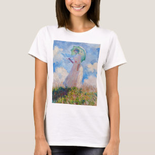 Camiseta Claude Monet - Mujer con un parasol mirando a la i