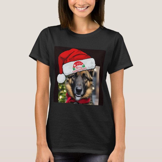 Camiseta claus de perro, chicas de santa de perro, Navidade (Anverso)