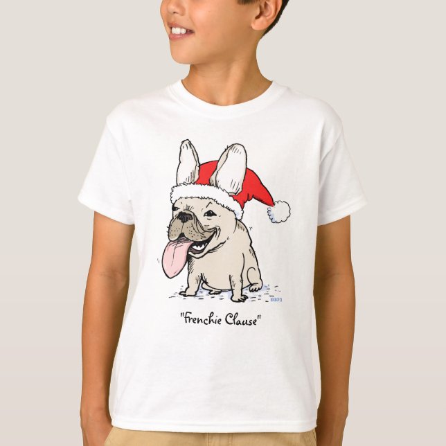 Camiseta Cláusula Santa de Perro Frenchie de Bulldog Francé (Anverso)