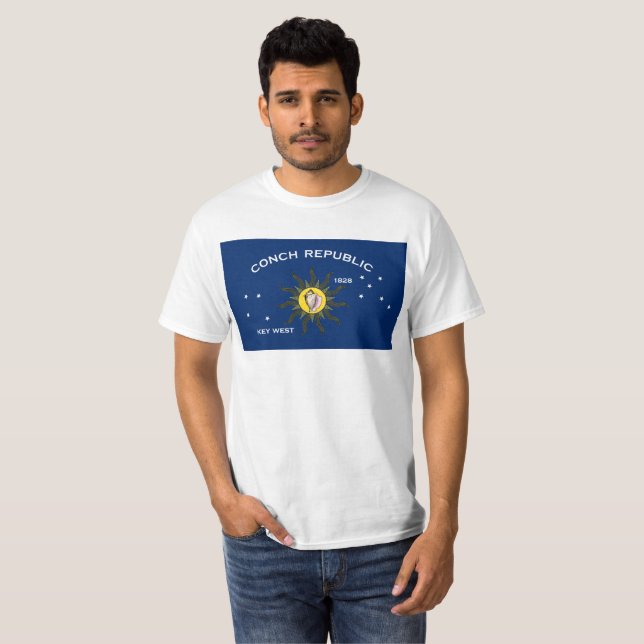 Camiseta Clave Clave de bandera de la república de Conch We (Anverso completo)