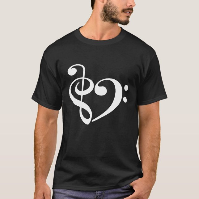 Camiseta Clave de Sol Clave de Fa Corazón Musical Músico Ca (Anverso)