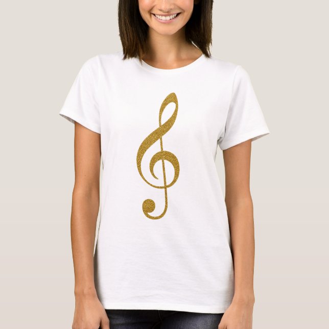 Camiseta Clave de sol triple dorada nota musical (Anverso)
