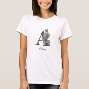 Camiseta Clavel de Plata Elegante Monograma Inicial Nombre 
