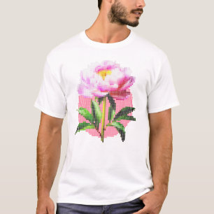 Camiseta Clavel Rosa Mosaico de Puntos Flor Hombre