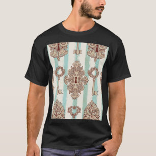 Camiseta Claves de época, cerraduras: patrón de mano libre.