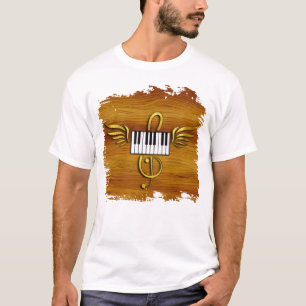 Camiseta Claves de piano de ala dorada Símbolo musical gran