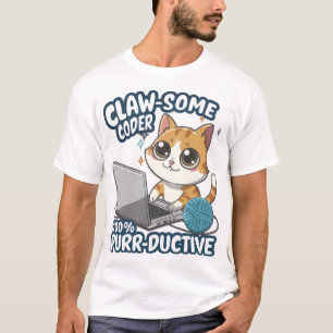 Camiseta Claw-some Coder Anime Cat T-Shirt - Programa diver