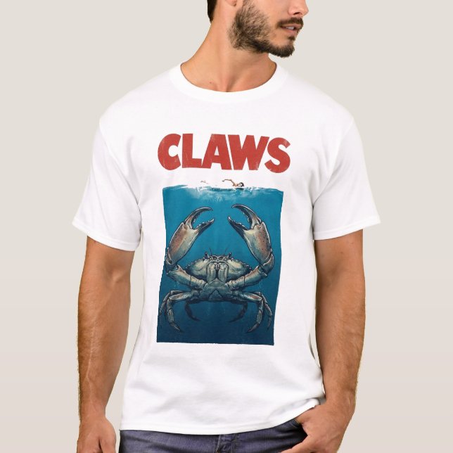 Camiseta CLAWS Funny Crab Parody Shirt | Ocean Movie Spoof  (Anverso)