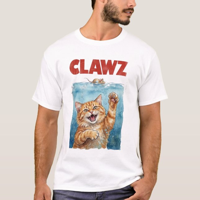 Camiseta CLAWZ Funny Cat Parody Shirt | Cute Cat Movie  (Anverso)