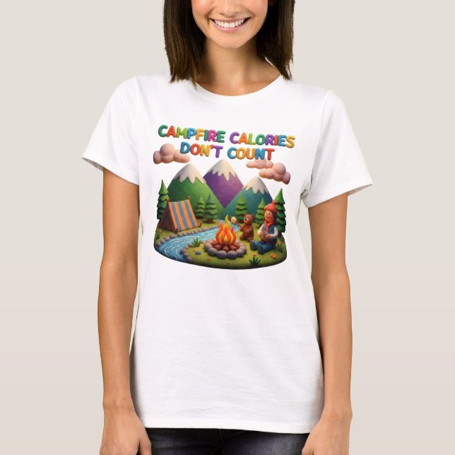 Camiseta Clay Art “Campfire Calories Don’t Count” Scene (Anverso)