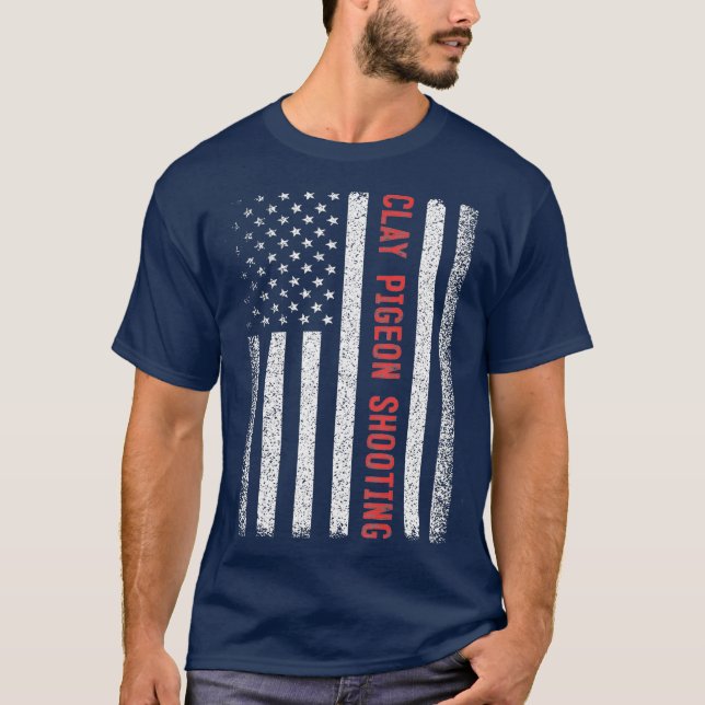 Camiseta Clay Pigeon disparando la bandera estadounidense e (Anverso)