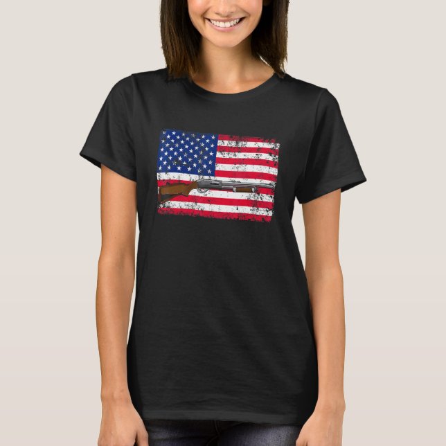 Camiseta Clay Pigeon Shooting Usa Shotgun Flag - Shotgun (Anverso)