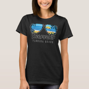 Camiseta Clearwater Beach Florida Palm Tree Gafas de sol So