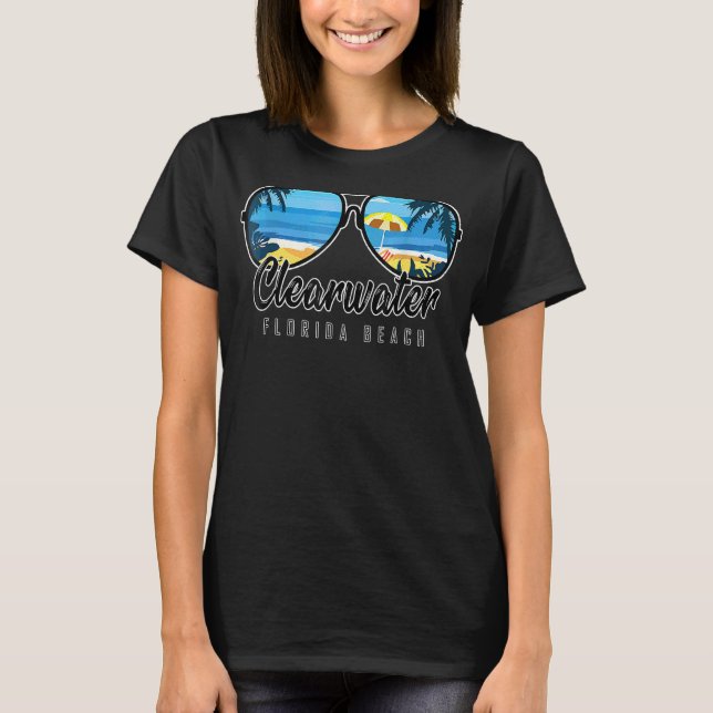 Camiseta Clearwater Beach Florida Palm Tree Gafas de sol So (Anverso)