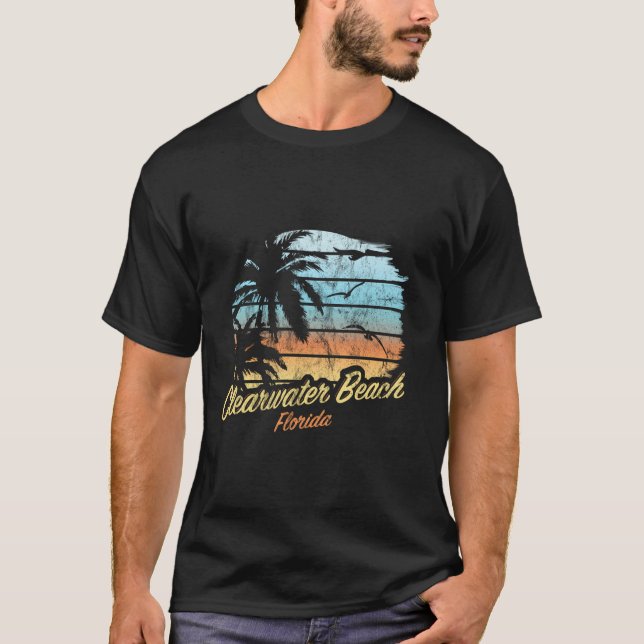 Camiseta Clearwater Beach Florida - Palm Tree Sunset The Or (Anverso)