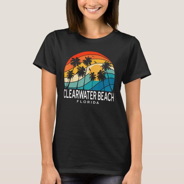 Camiseta Clearwater Beach Florida Palm Tree Tropical Beach  (Anverso)